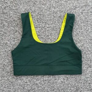 Fabletics Reversible Sports Bra Green and Neon Yellow
